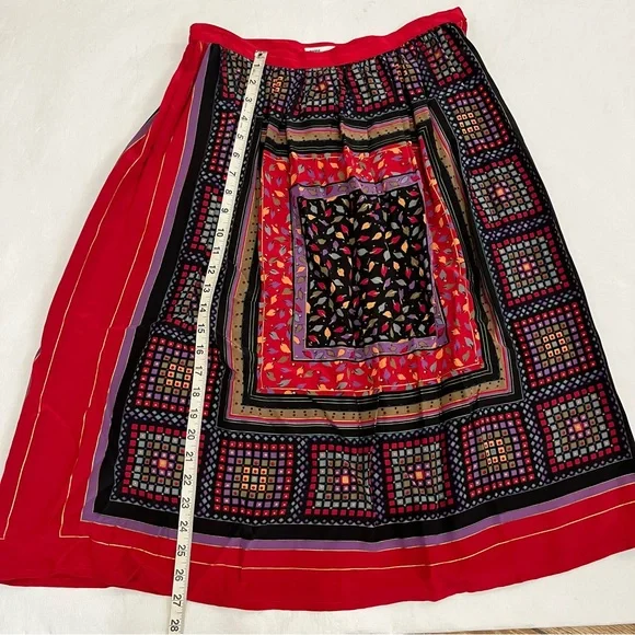 Vintage UMI Collections by Anne Crimmins Red Silk MIDI Skirt - Picture 8 of 8